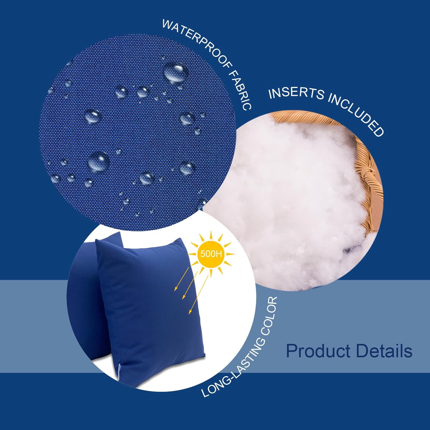 JMKaixin Waterproof Throw Pillows Pack of 2
