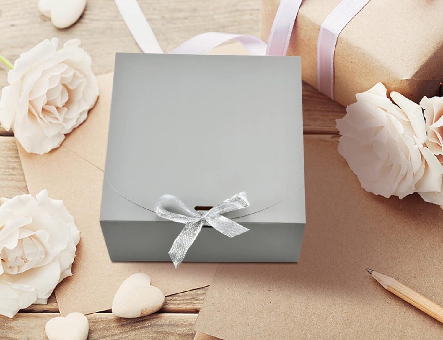 HUAPRINT Gray Gift Boxes with Lids 8x8x4 Inches 12 Sets