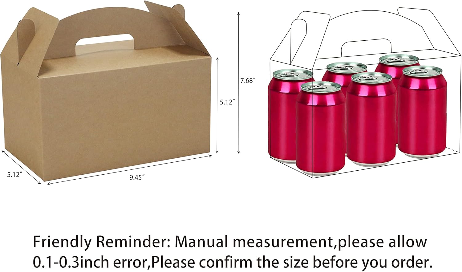 HUAPRINT Brown Treat Boxes 30 Pack Gable Large