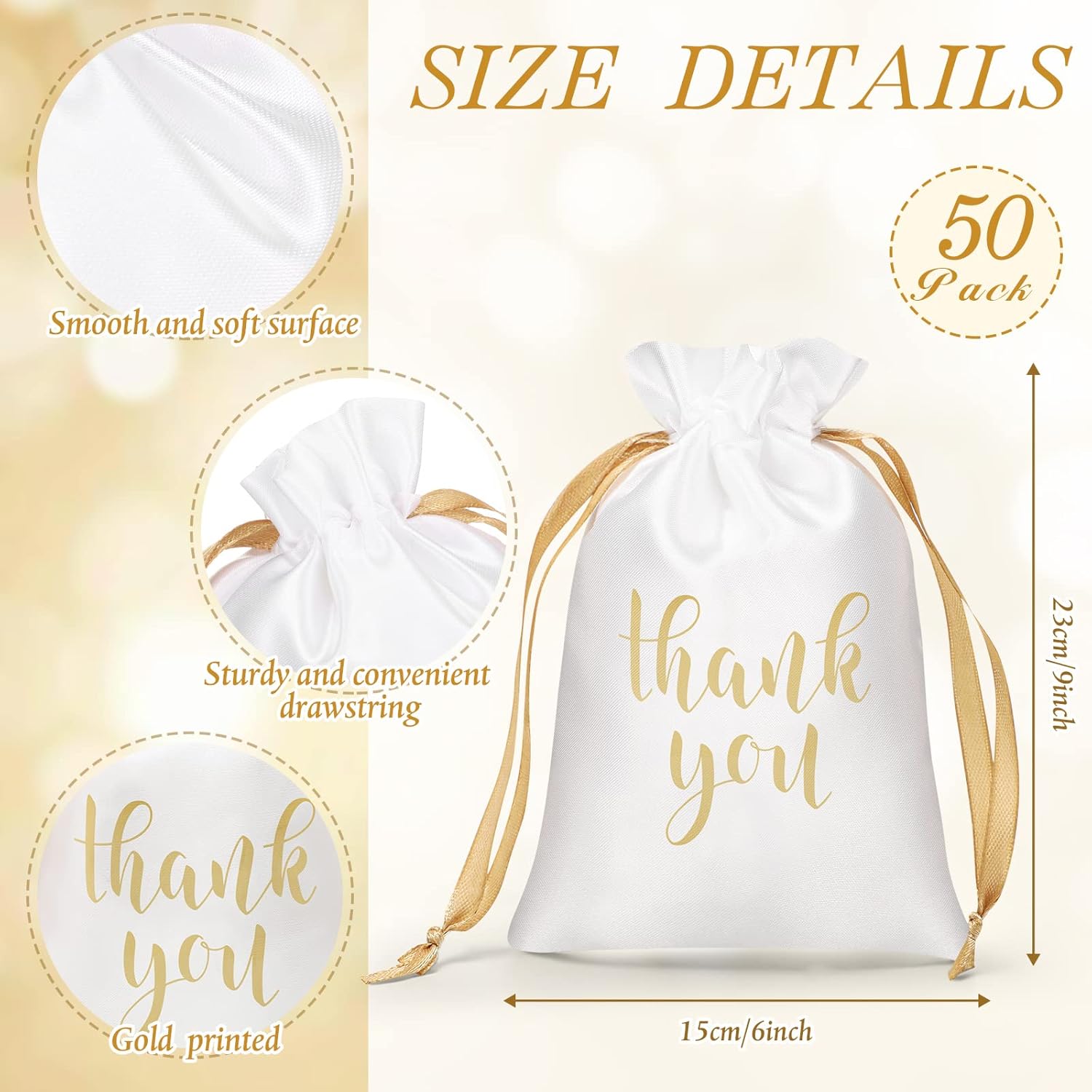 Sieral 50 Pcs Satin Gift Bags with Drawstring