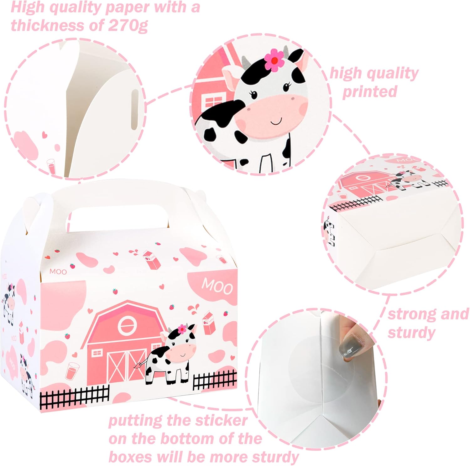 Umoni Cow Party Favor Treat Boxes 12 Pack