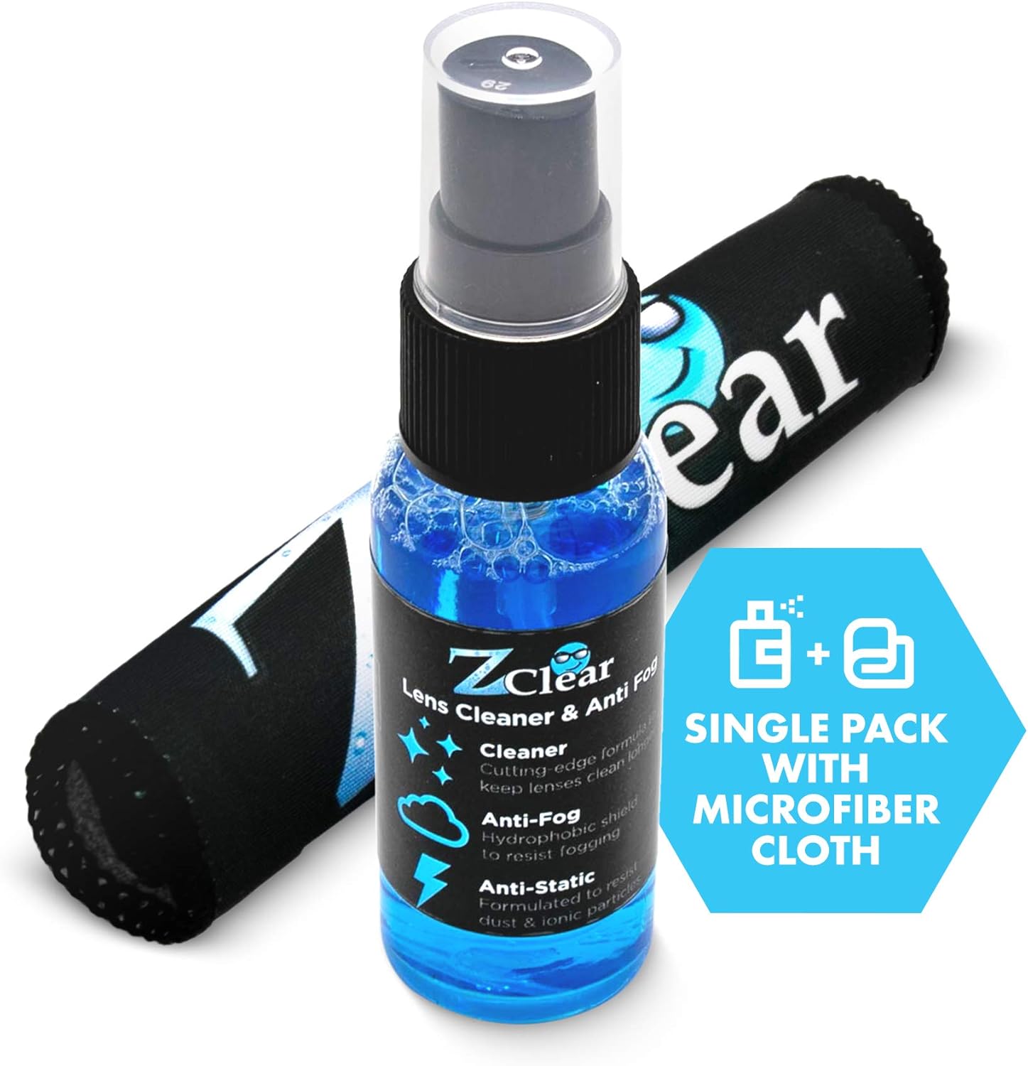 Z Clear Combo Pack 1oz Anti-Fog Spray and Microfiber Cloth