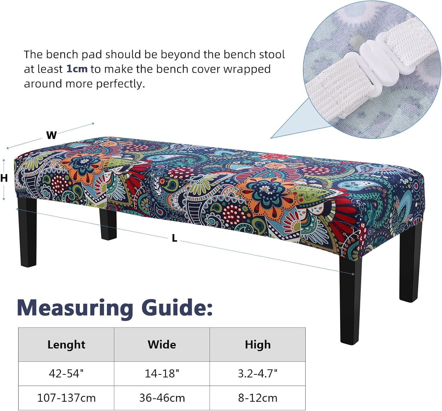 Yisun Dining Bench Covers Stretchy Washable Slipcovers