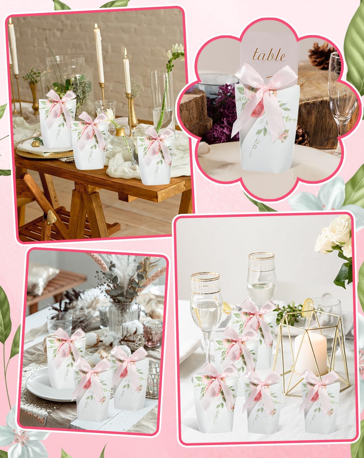 Liobelon 24 Pcs Floral Gift Boxes With Ribbons
