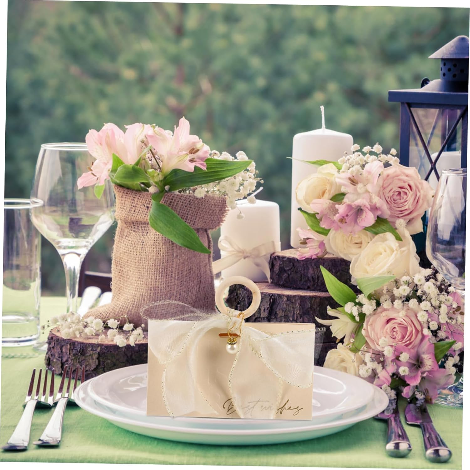 KOMBIUDA 10pcs Wedding Favor Boxes with Handle and Gold Trim