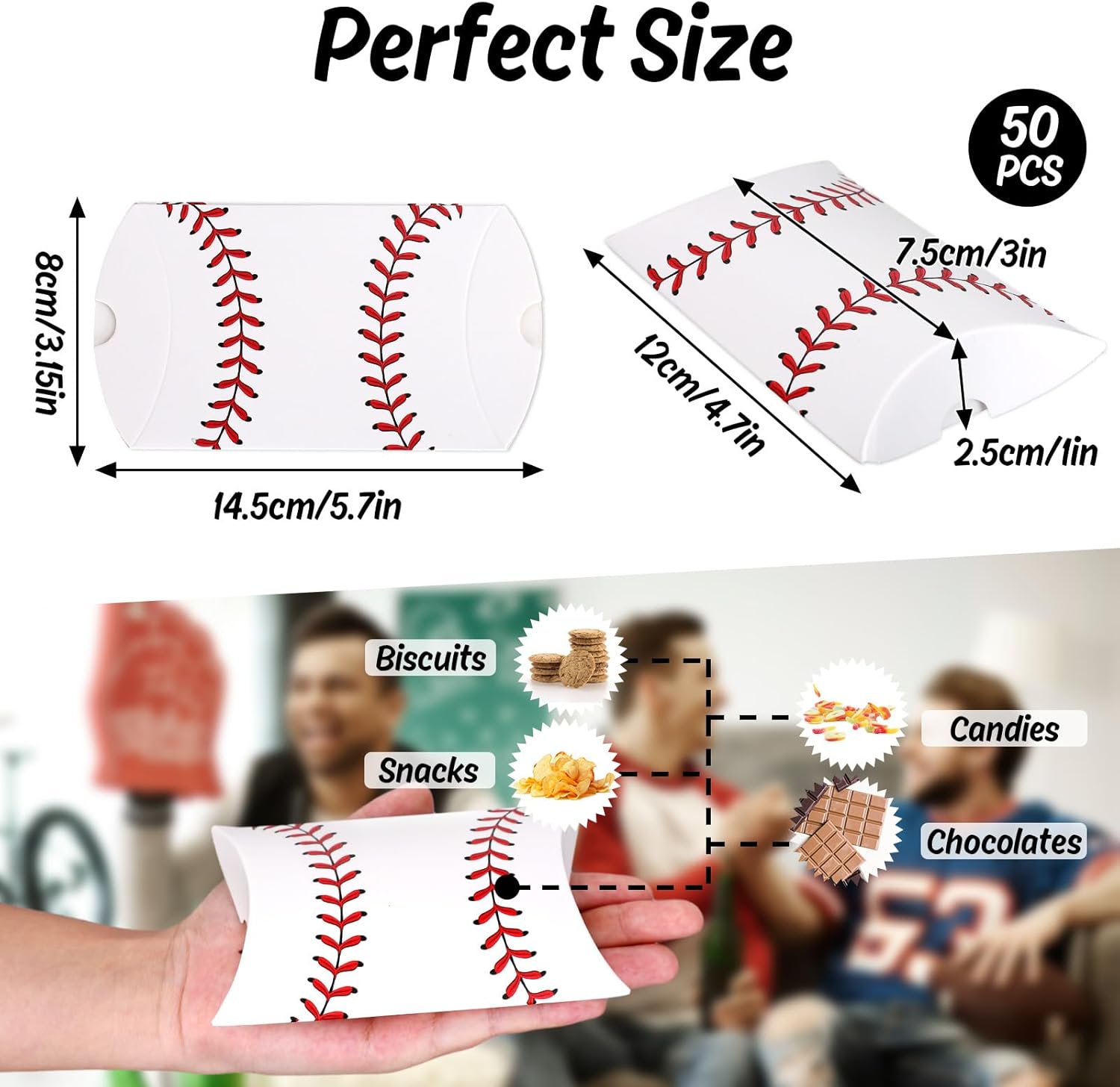 Whaline 50Pcs Baseball Theme Gift Boxes