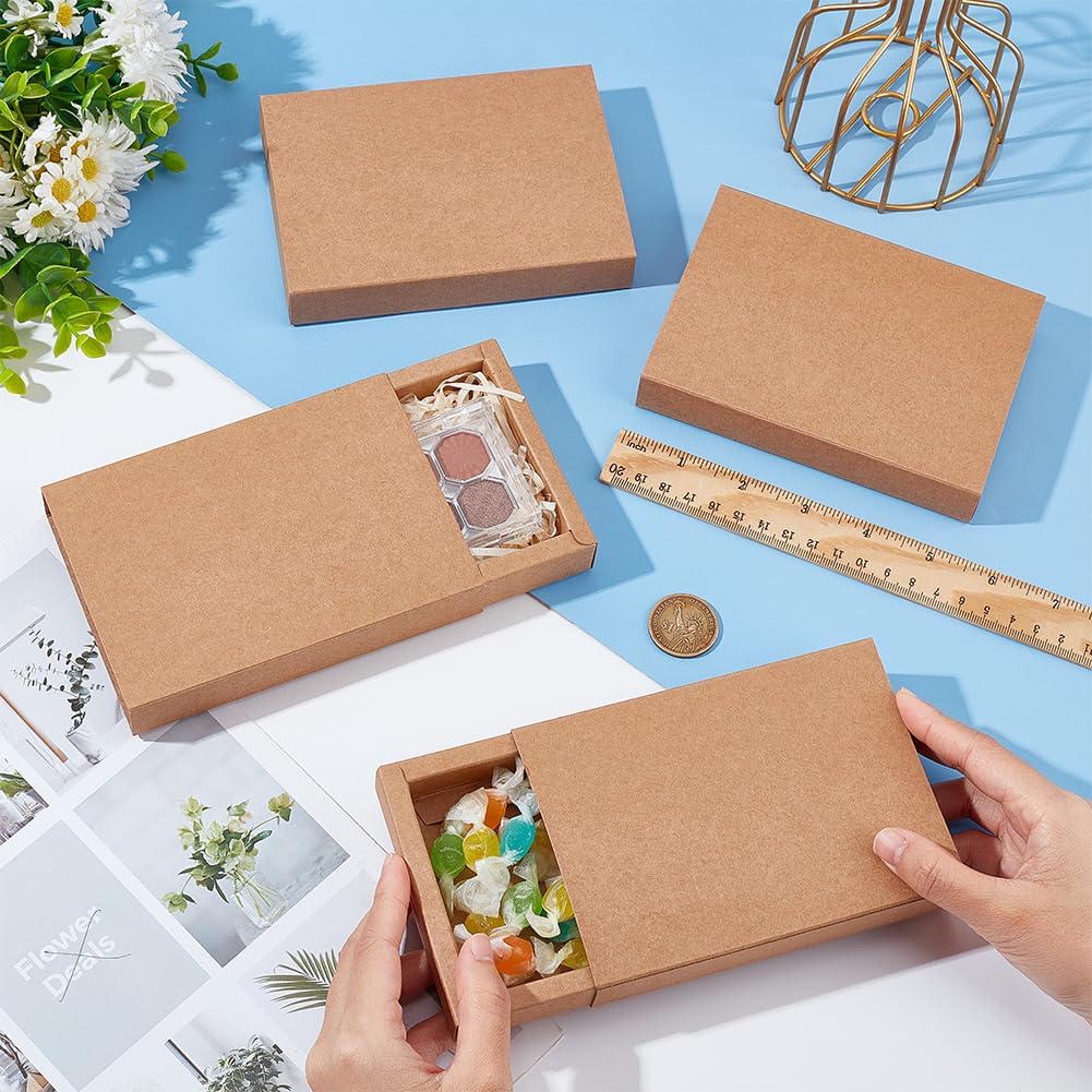 BENECREAT 20 Pack Brown Kraft Paper Drawer Boxes