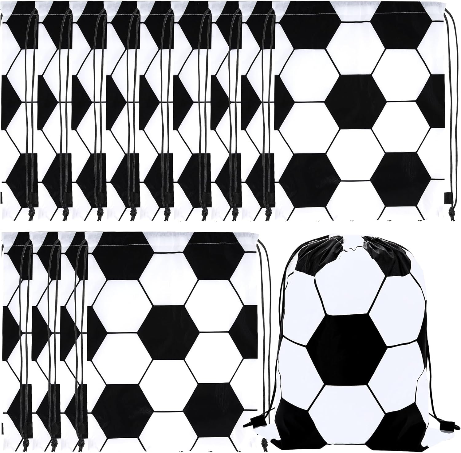 12 Pack Soccer Drawstring Bags for Parties and Gifts