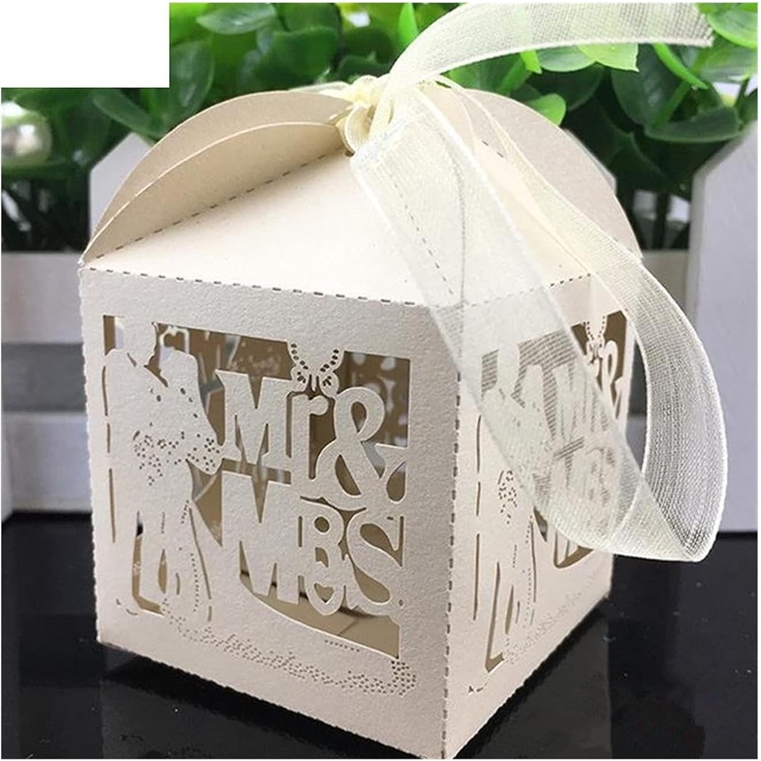 QasDfgHj Laser Cut Wedding Favor Box Beige