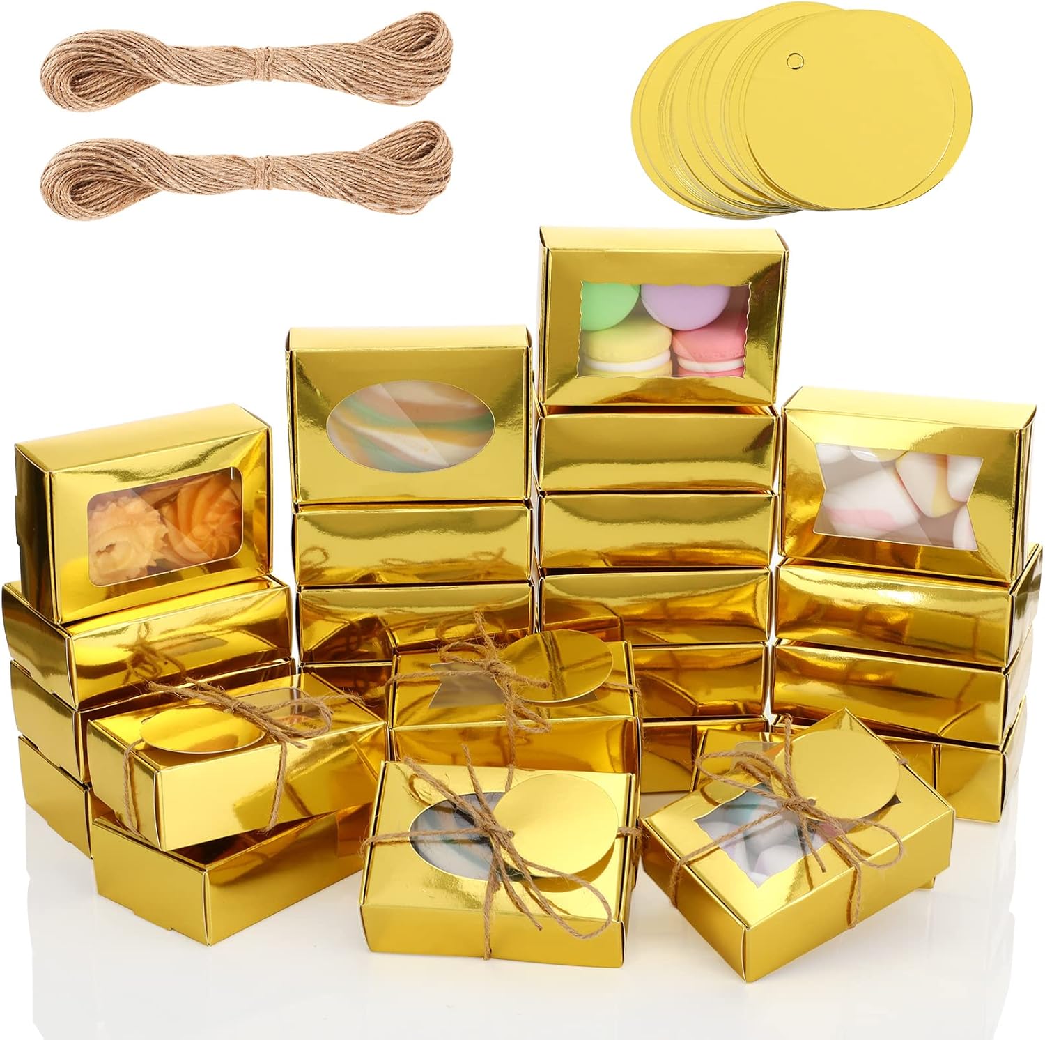 Yexiya 60 Pcs Kraft Soap Boxes with Window for Gifts