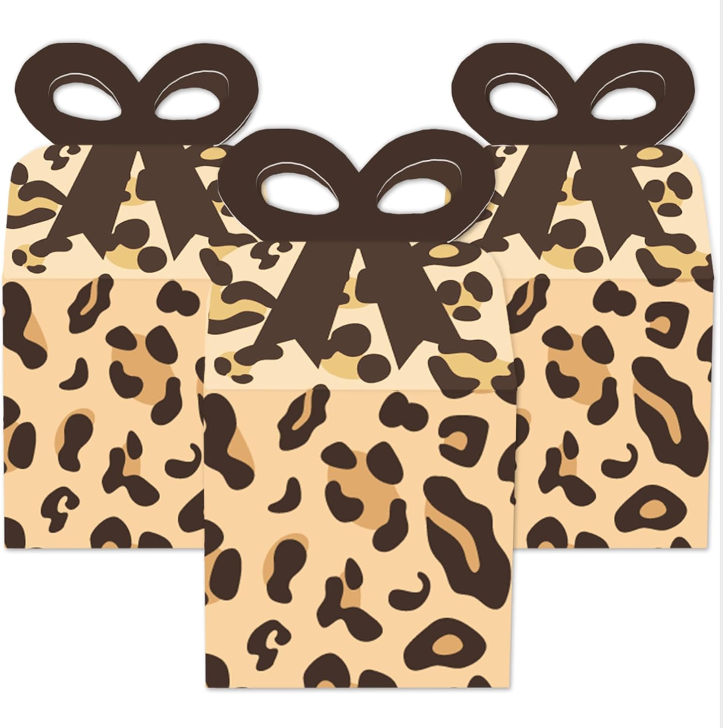 Big Dot of Happiness Leopard Print Bow Boxes Set of 12