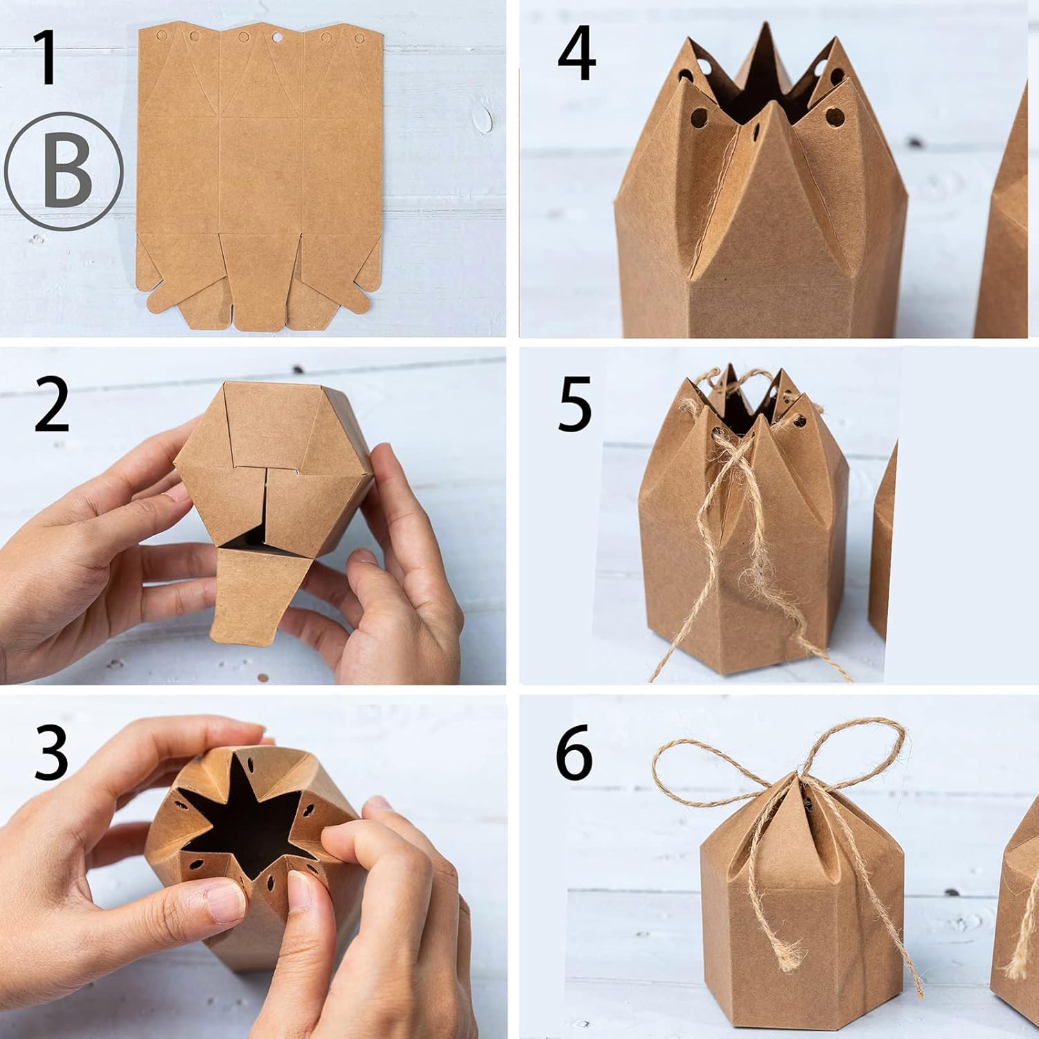 50 Pack White Kraft Gift Boxes with Twine