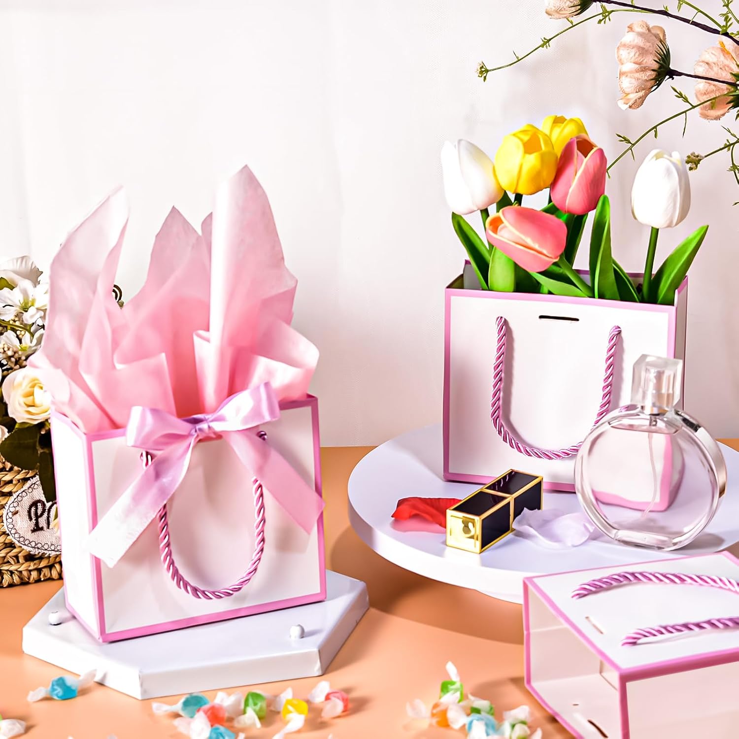 EQOREIIN 50 PCS Small Gift Bags with Handles
