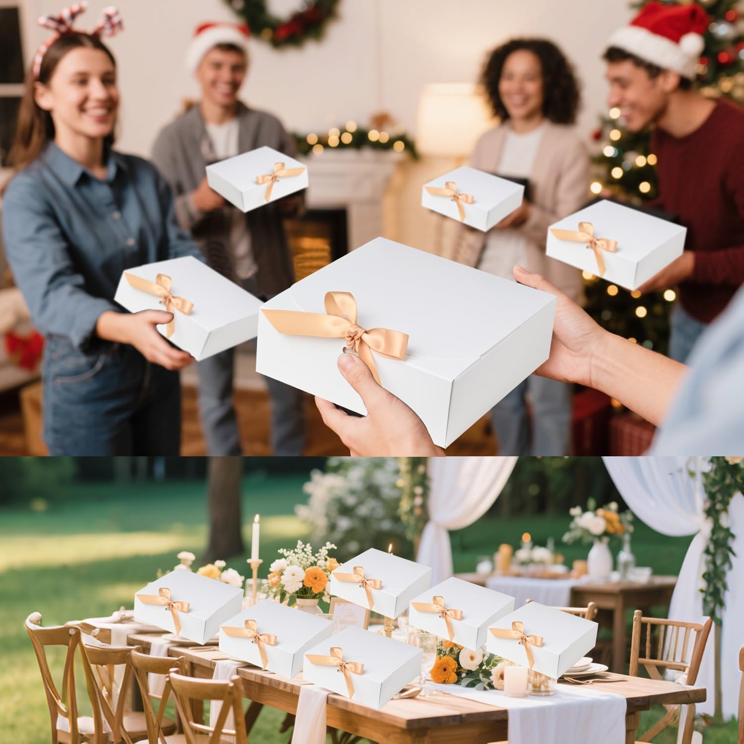 12 Pack White Square Gift Boxes with Metal Pens