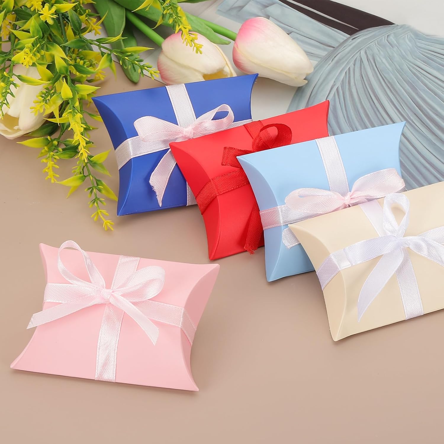 PATIKIL 100 Pcs Beige Pillow Gift Boxes