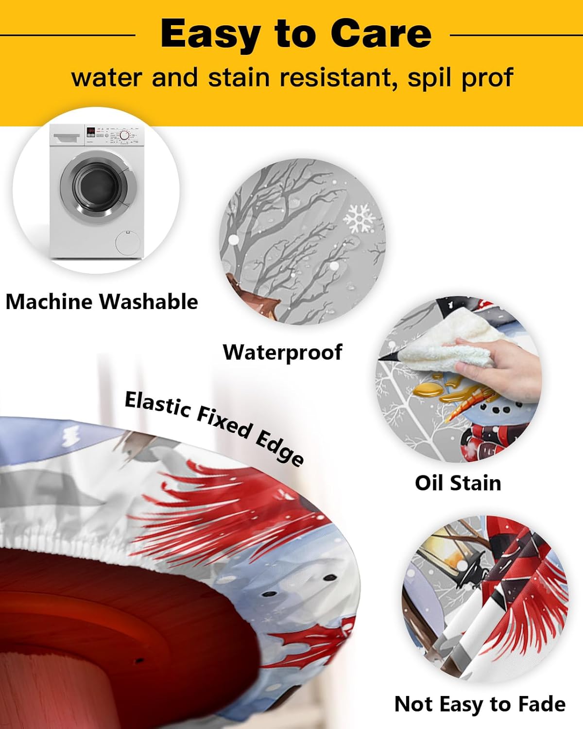 ZOE GARDEN Grey Snowman Round Waterproof Table Cover