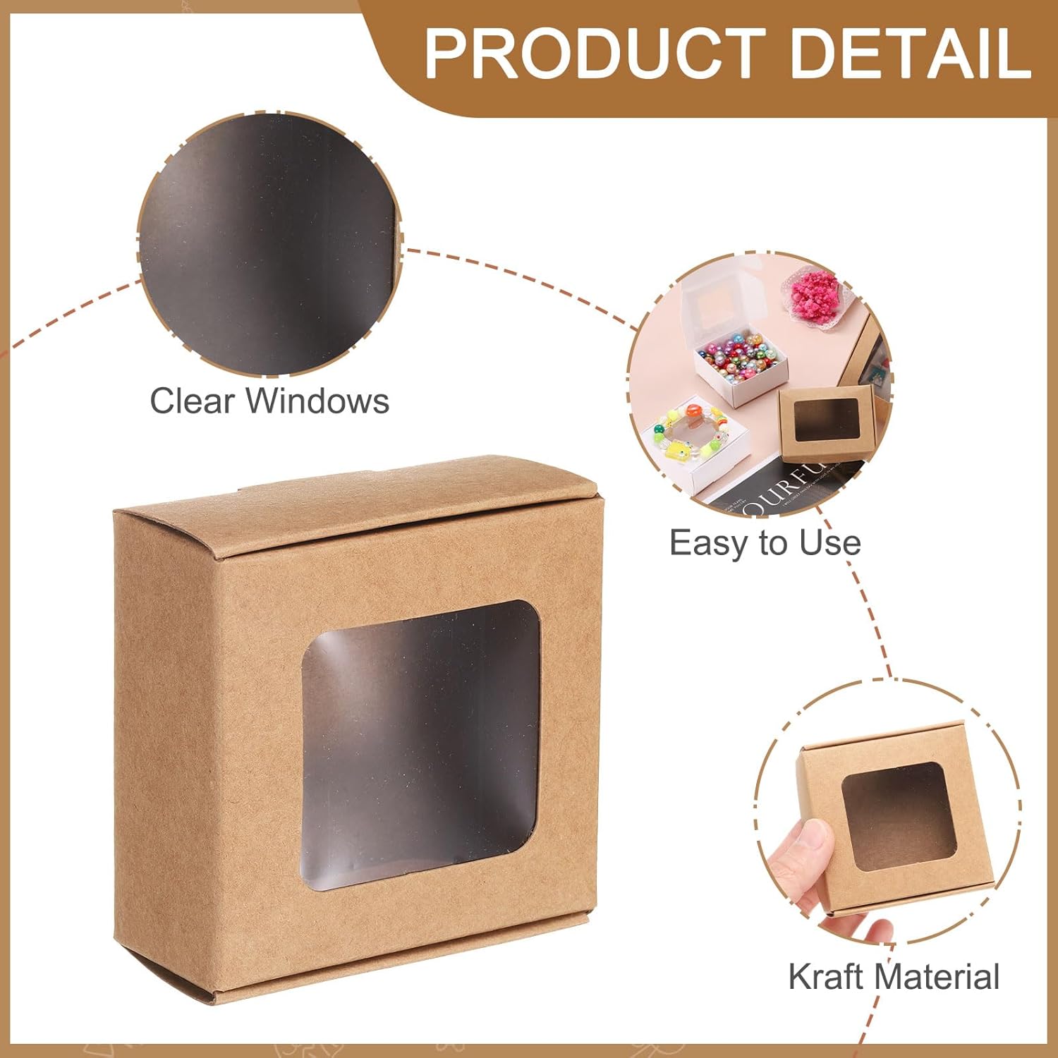 Uxcell 60Pcs Mini Kraft Soap Boxes with Clear Window