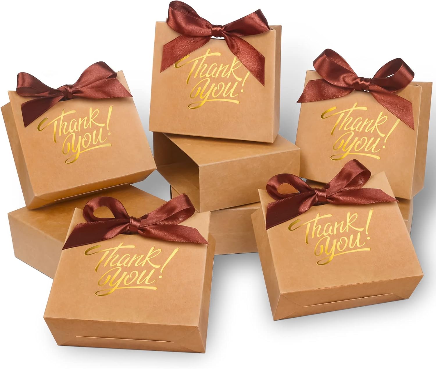 KPOSIYA Small Gift Bags 50 Pack Brown Party Favor Bags