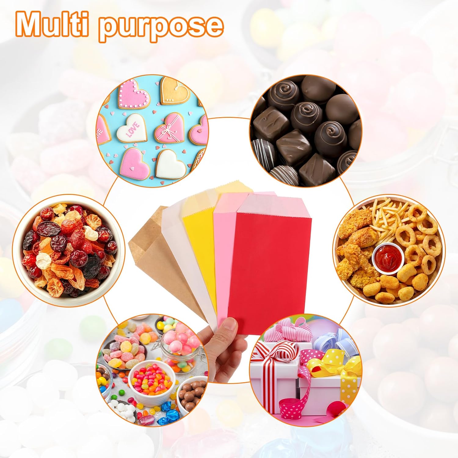 Uxcell 100Pcs Kraft Paper Treat Bags 6x4 Inch