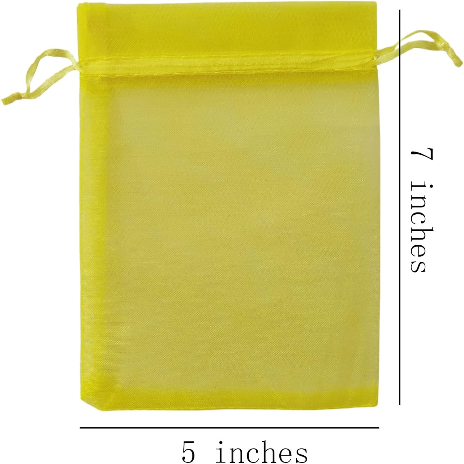 100 Pc Yellow Organza Gift Bags with Drawstring