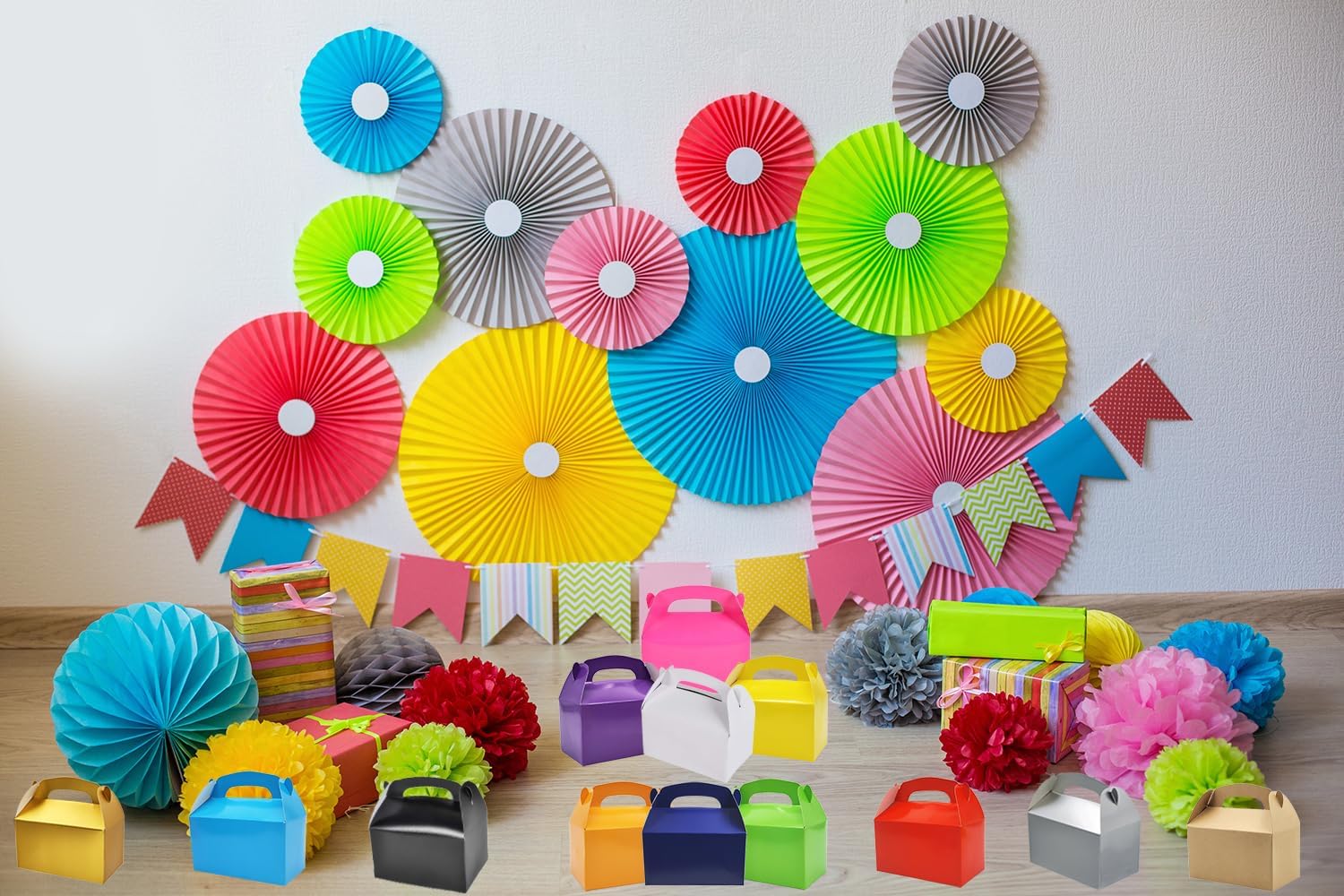 White Gable Treat Boxes for Kids Birthday Party Favors