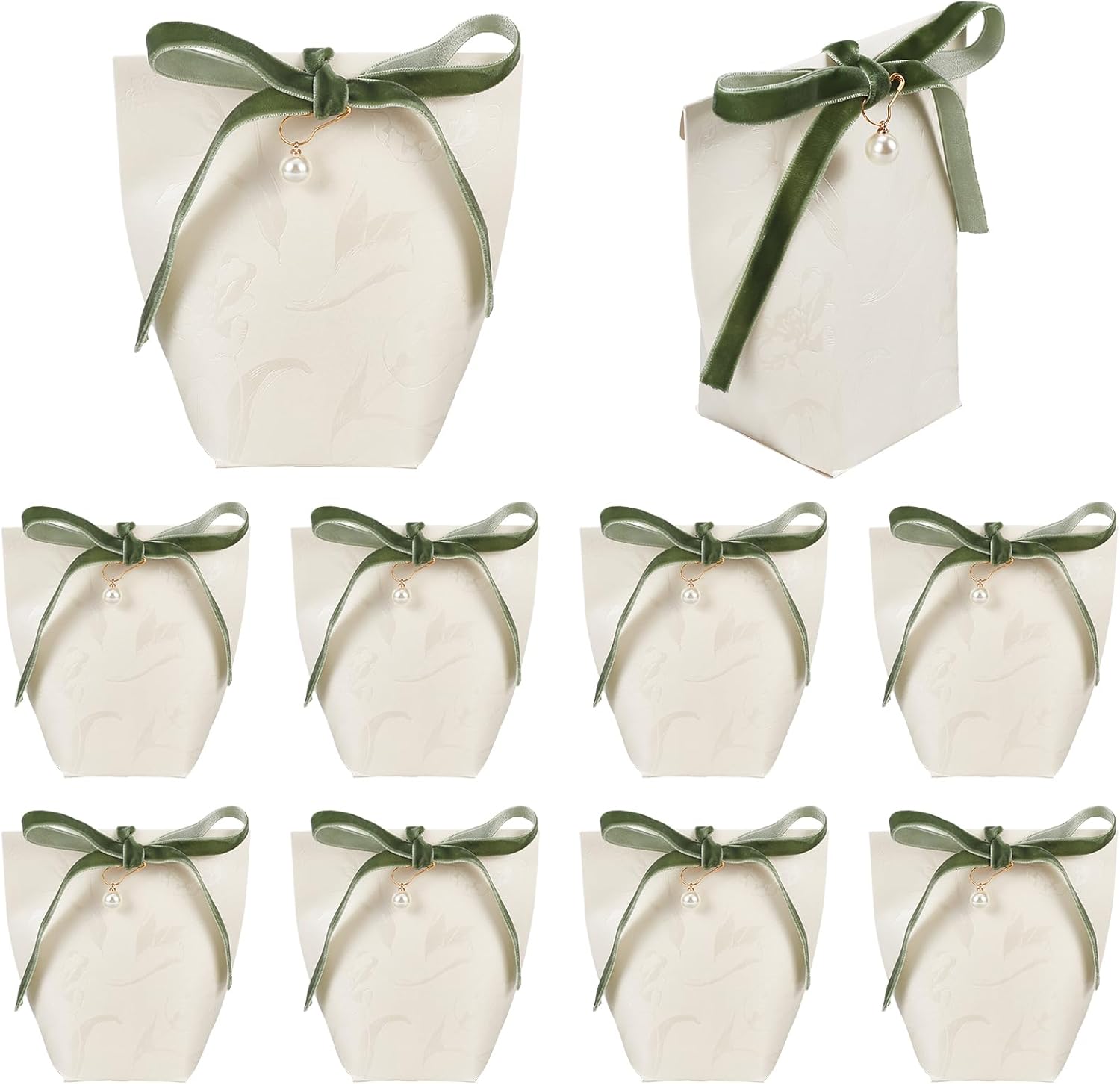 PLIGREAT 10 Pcs Pearl Ribbon Gift Boxes