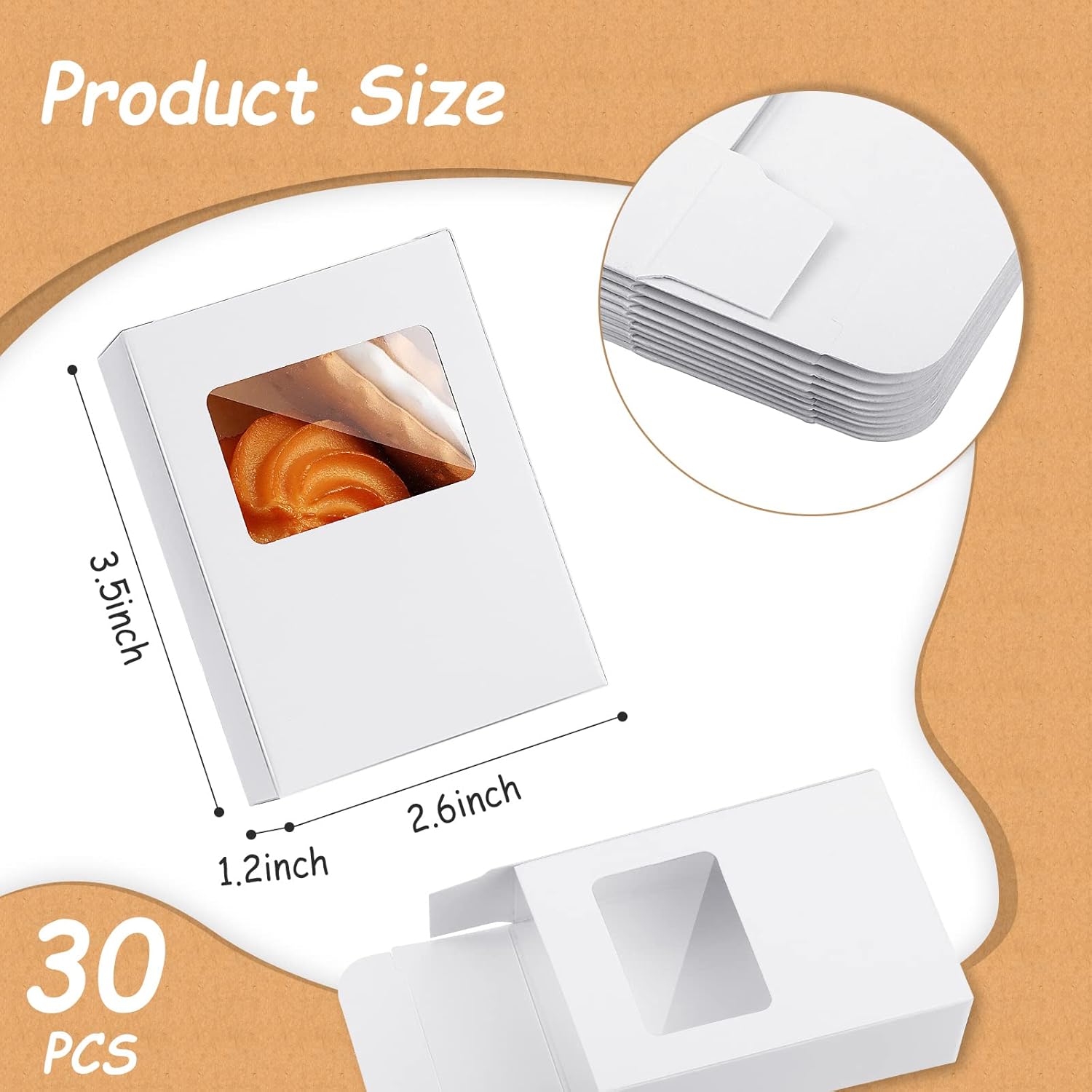 Spakon 30 Pcs Mini Kraft Soap Boxes with Window