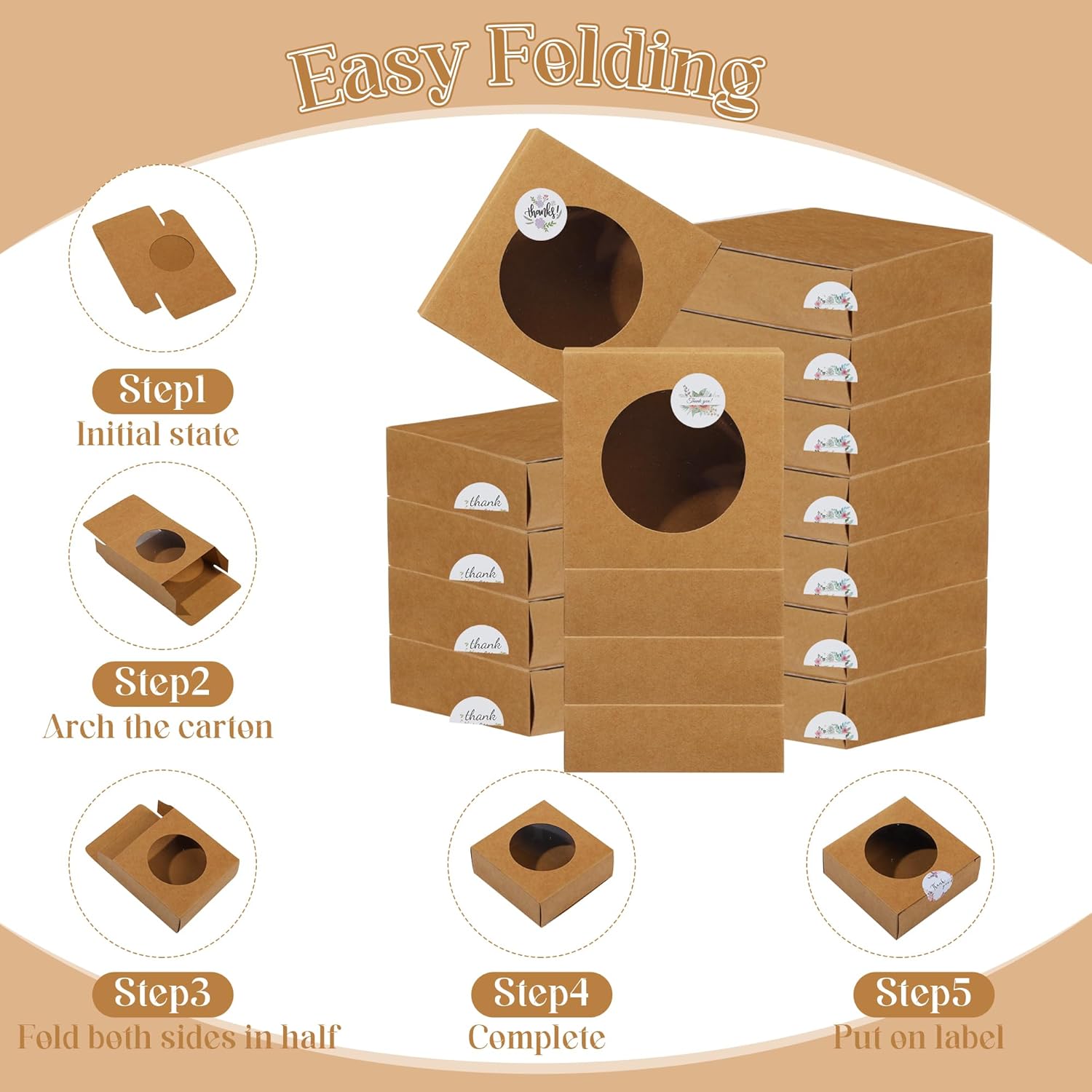 Liobelon 30 Pack Kraft Paper Soap Boxes with Clear Windows