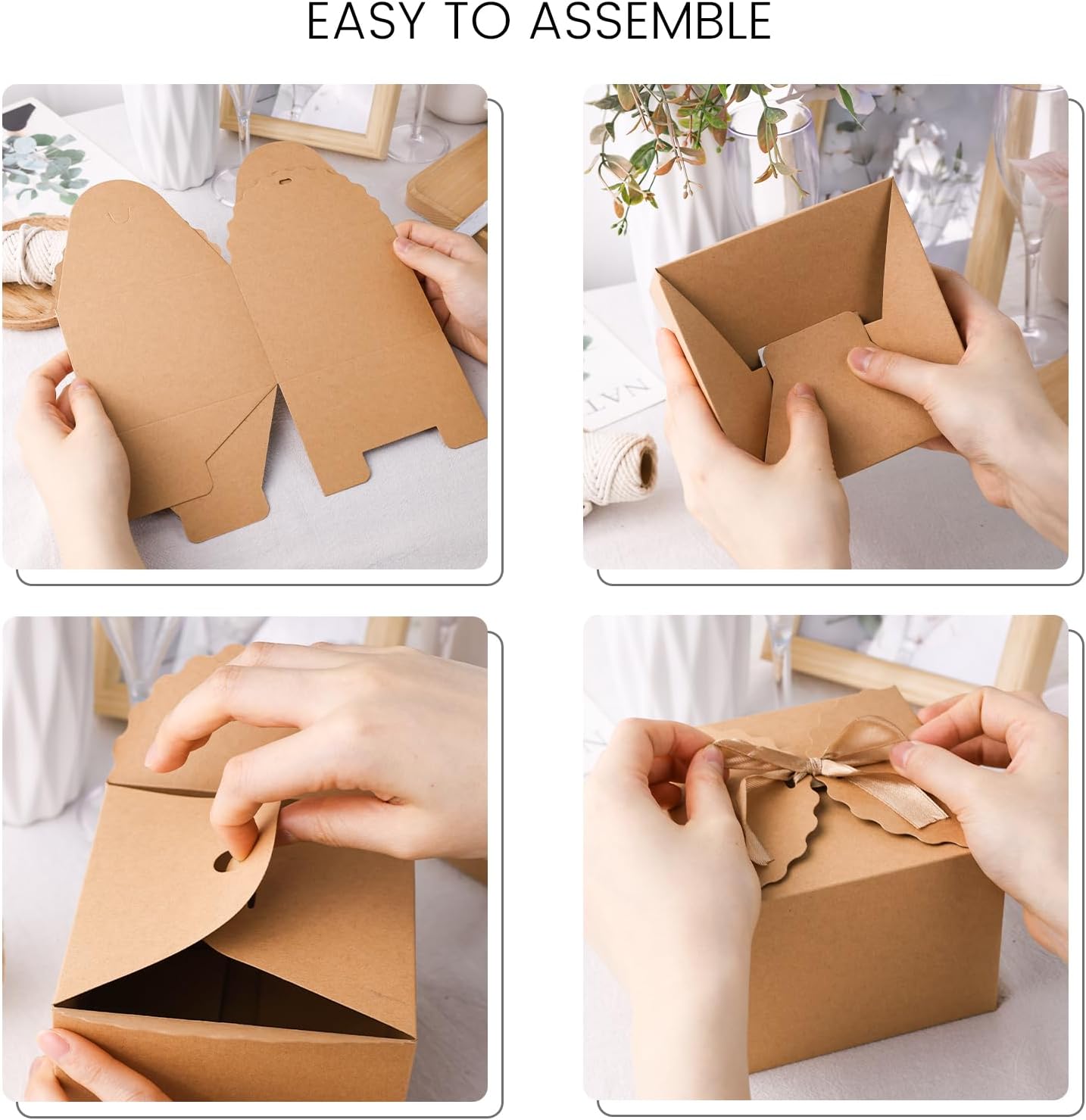 VGOODALL 10PCS Brown Gift Boxes with Ribbon