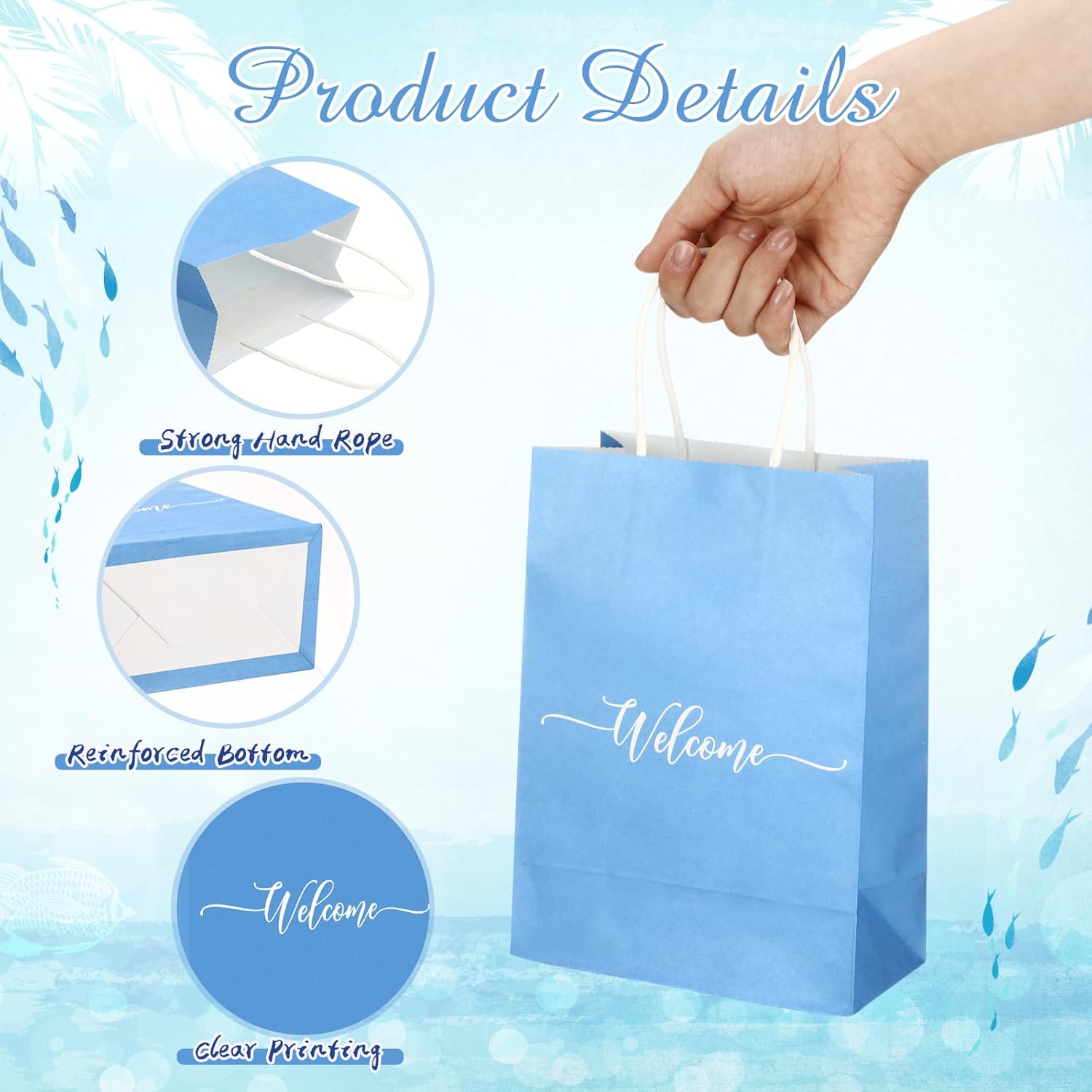 Kolldenn 50 Set Gradient Blue Welcome Gift Bags
