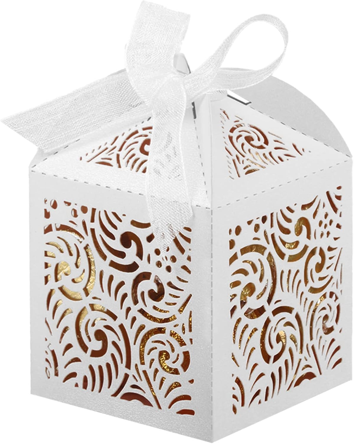 COTOPHER 100Pcs Laser Cut White Favor Boxes for Gifts