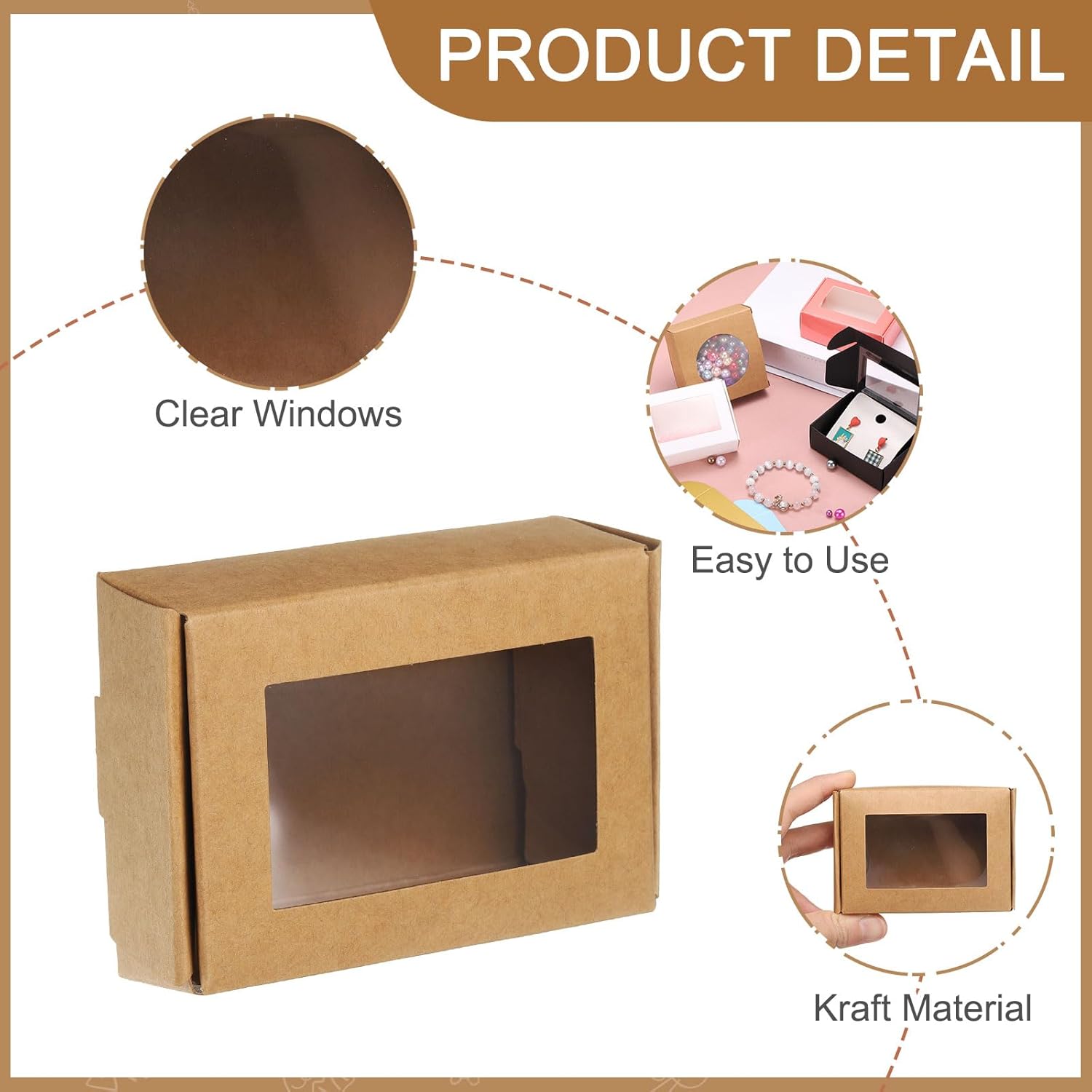 Uxcell 60 Pcs Kraft Soap Boxes with Clear Window