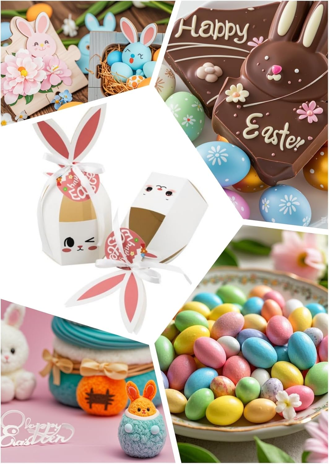 DUYUMOTO 20Pcs Bunny Easter Treat Boxes with Ribbon