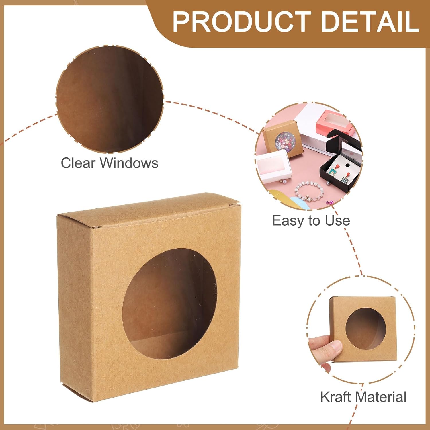 Uxcell 20Pcs Mini Kraft Soap Boxes with Clear Window