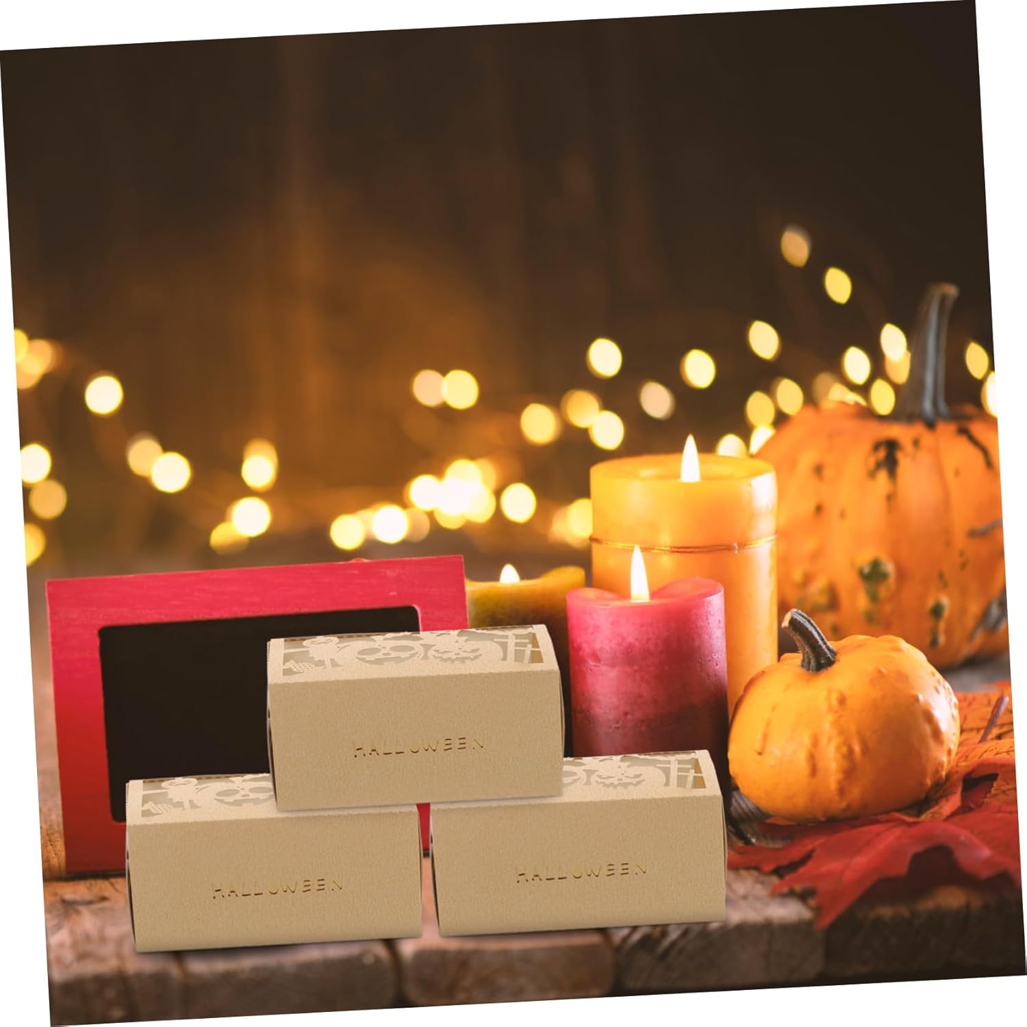 NUOBESTY Halloween Candy Boxes 50pcs Iridescent Paper Treat Containers