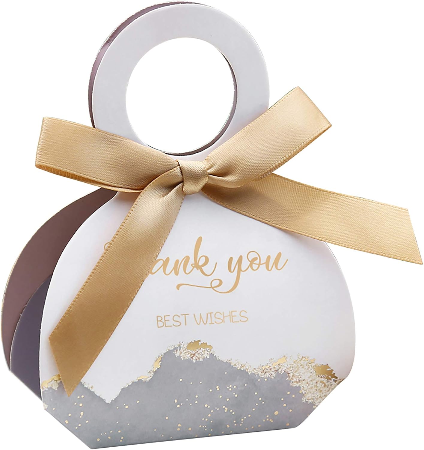 DORIS HOME 50 Pcs Grey Gift Boxes with Gold Ribbons