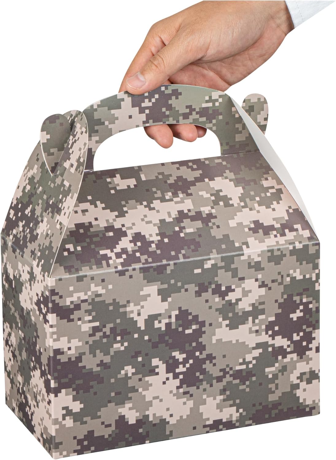 Restaurantware Camouflage Gable Party Boxes 25 Count With Handle