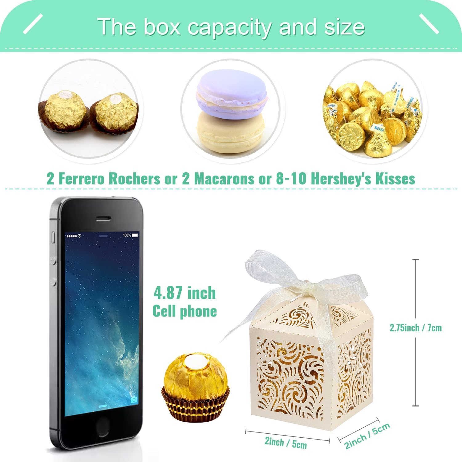 COTOPHER 100Pcs Laser Cut Beige Gift Boxes