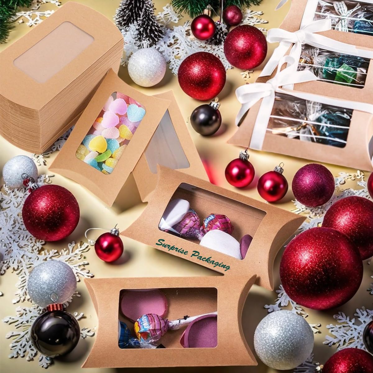 40 Pcs Pillow Gift Boxes with Clear Windows 1