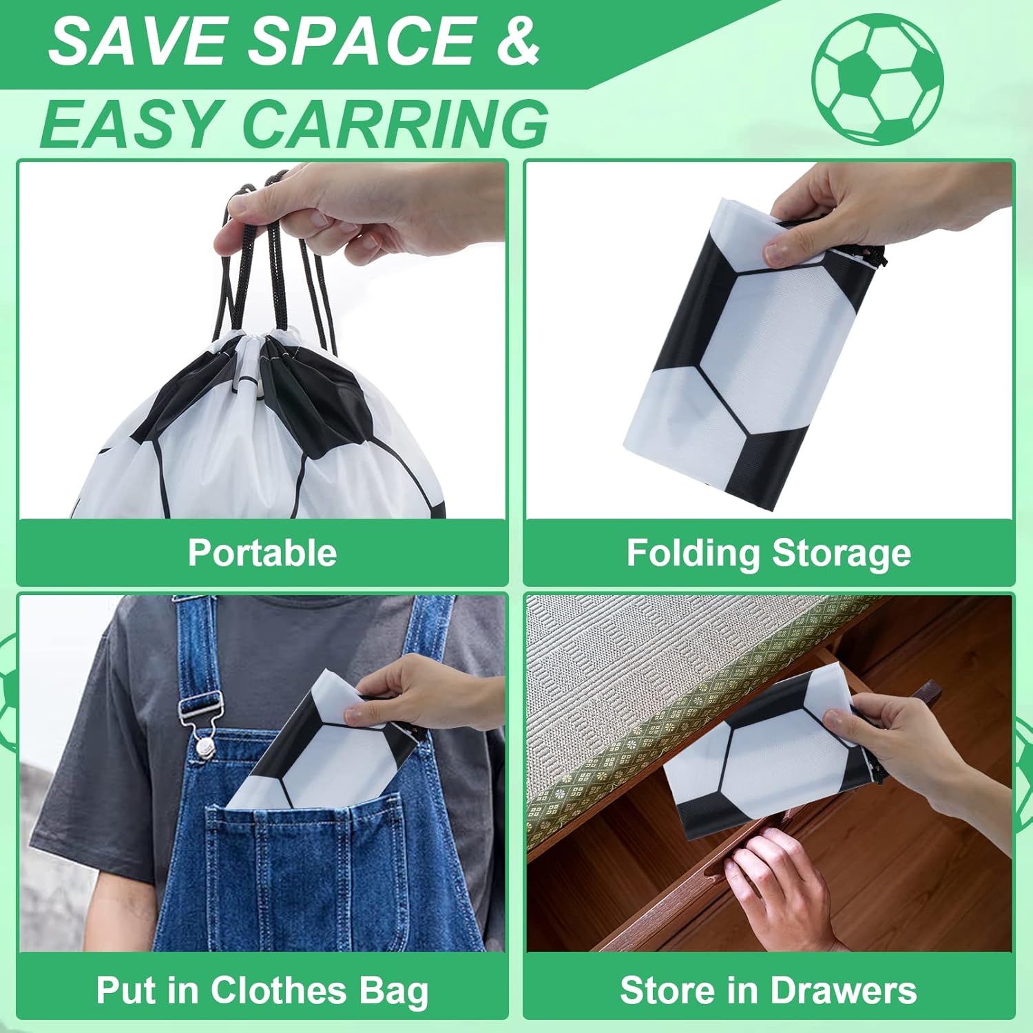 12 Pack Soccer Drawstring Bags for Gifts and Party Favs