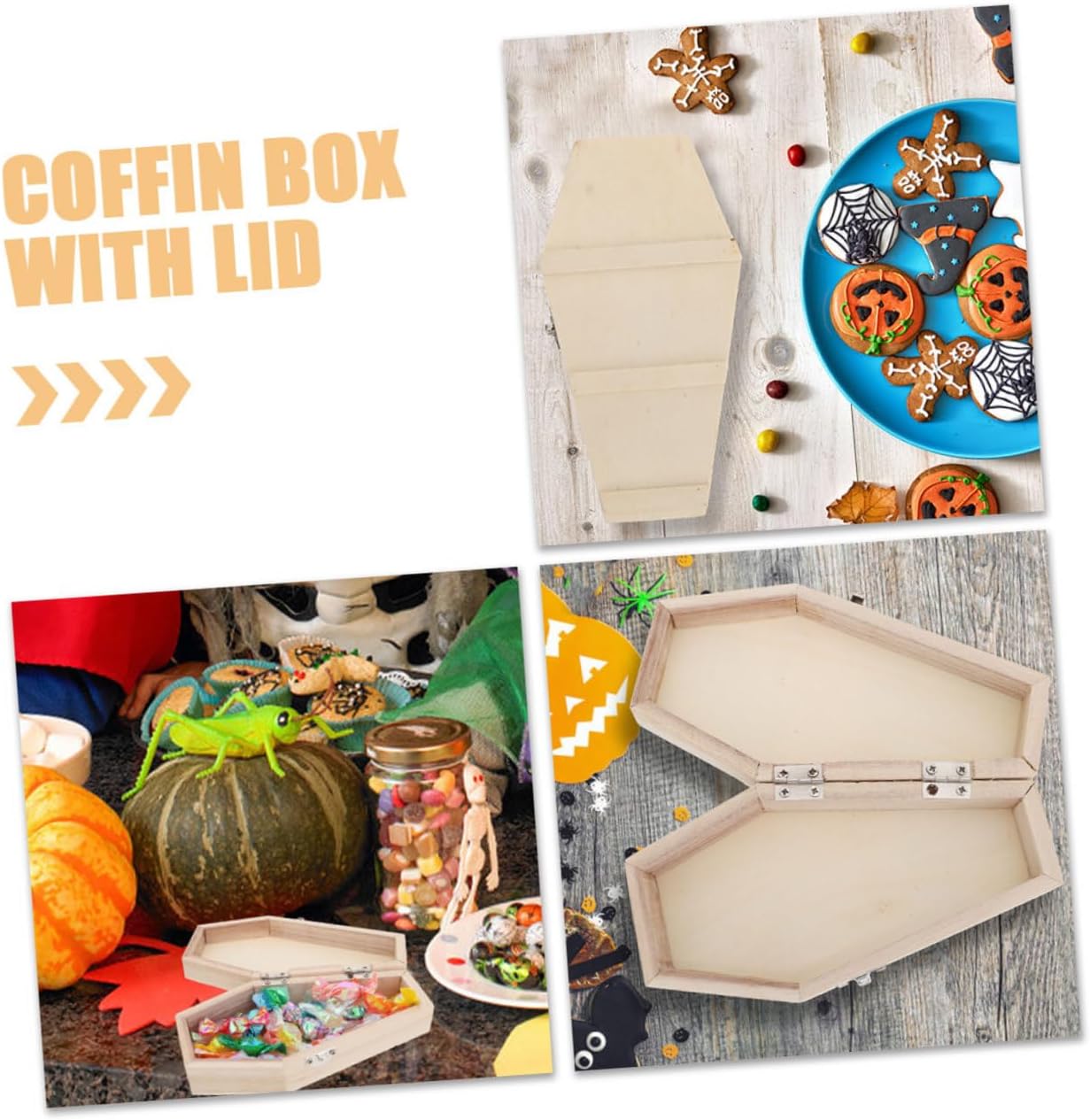 OKUMEYR 3Pcs Coffin Shaped Halloween Treat Boxes