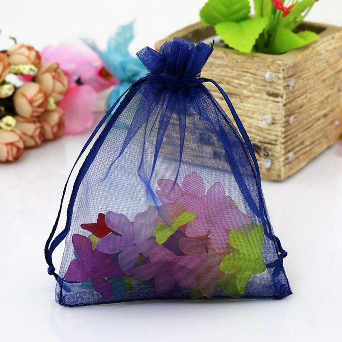 50 Pc 4x6 Inch Navy Blue Drawstring Gift Bags