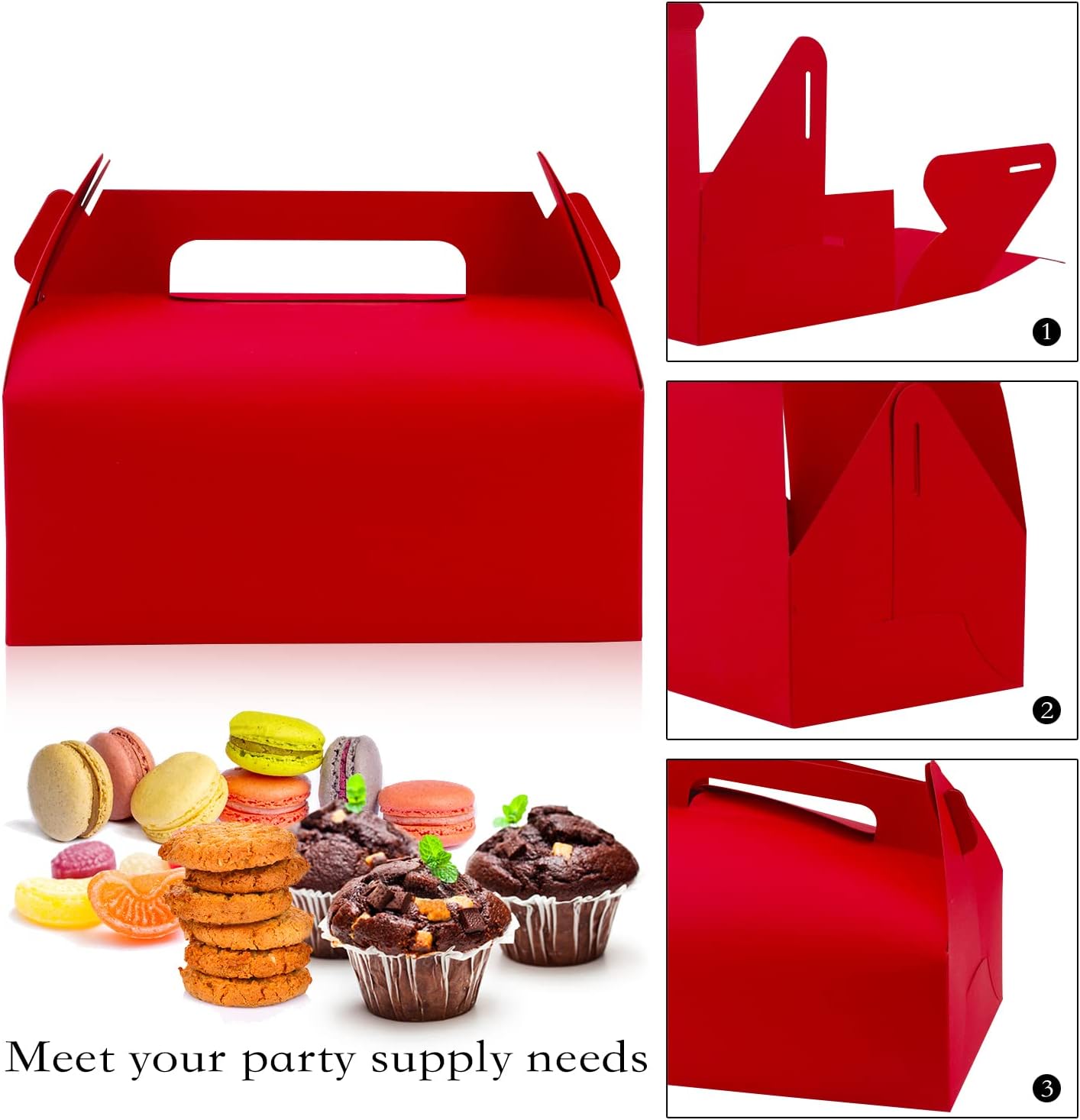 Lainrrew 30 Pcs Gable Candy Treat Boxes Red