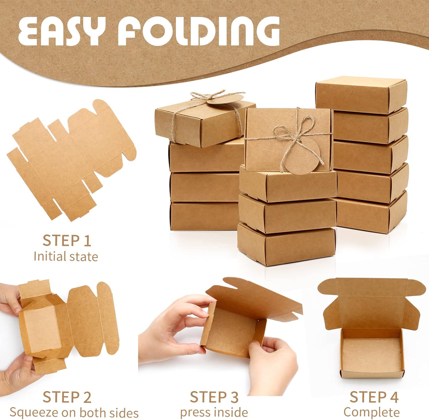 Anxingo 50 Pcs Kraft Soap Boxes for Gift Wrapping and Packaging