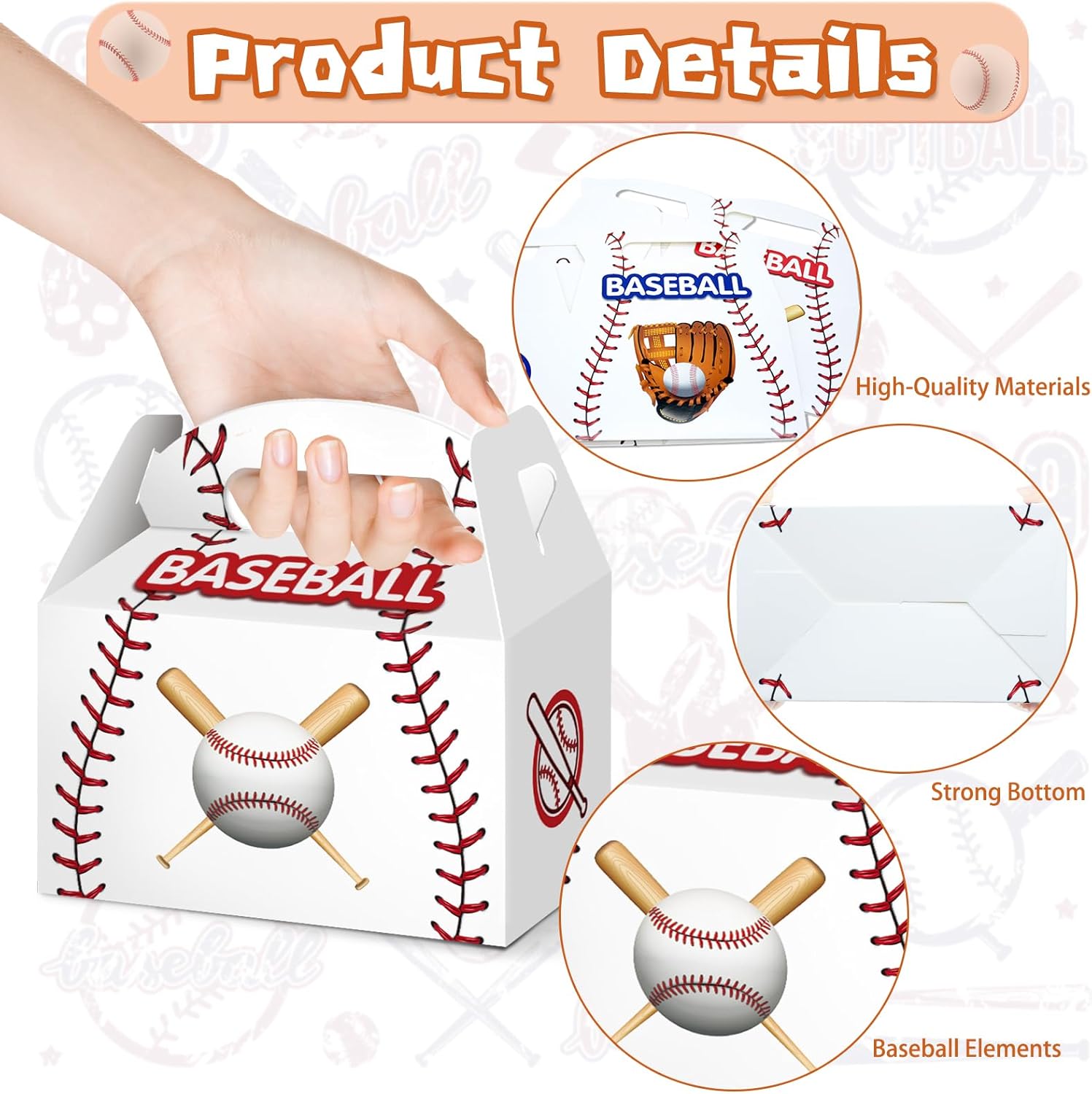 KALEFO 12PCS Baseball Gift Boxes Party Favor Treat Bags