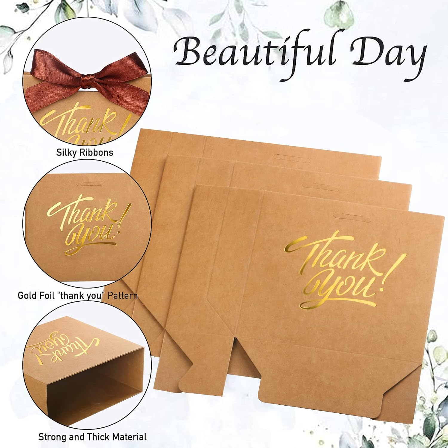 KPOSIYA Small Gift Bags 50 Pack Brown Party Favor Bags