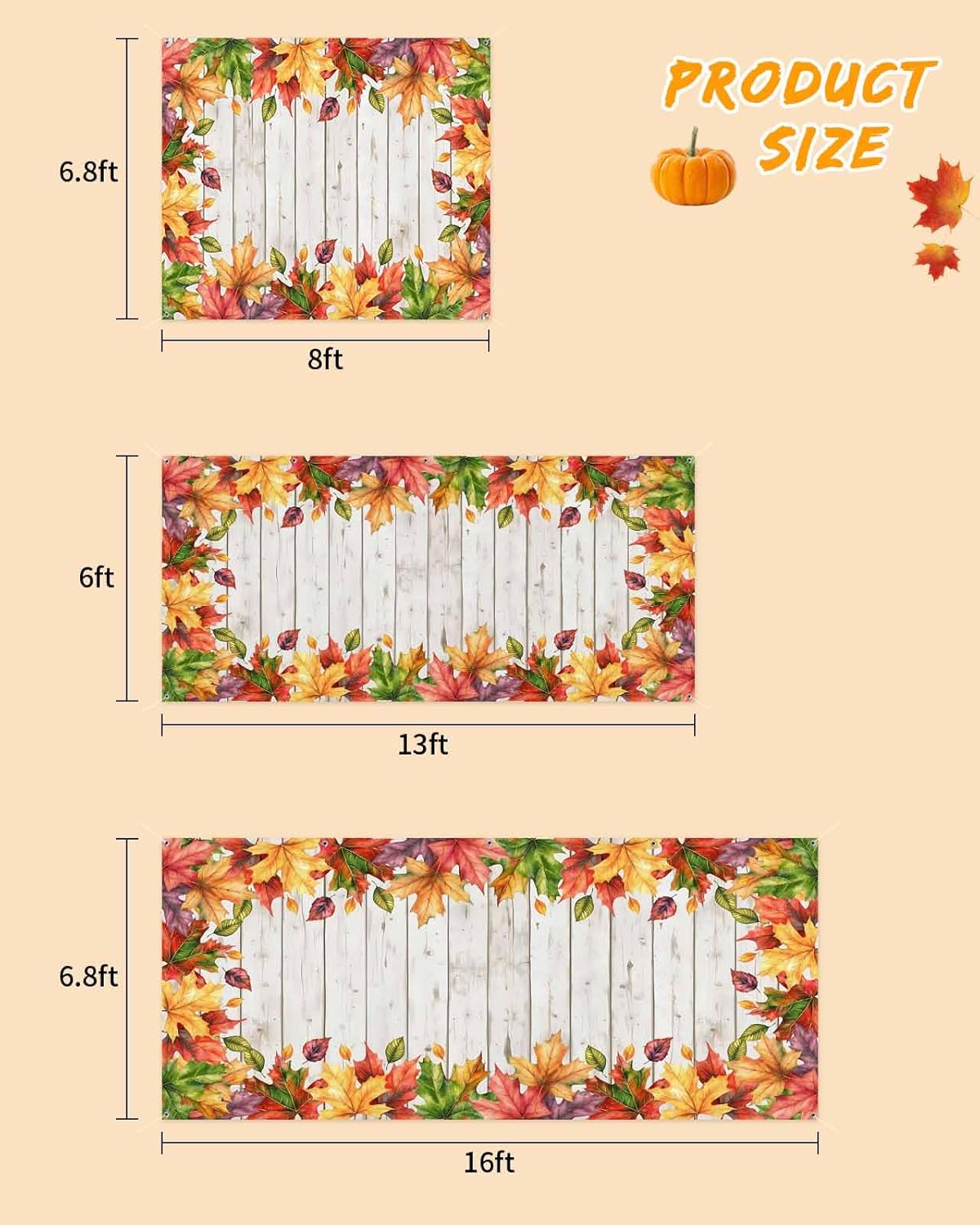 Fall Garage Door Banner 7x8 ft Wood Grain Texture