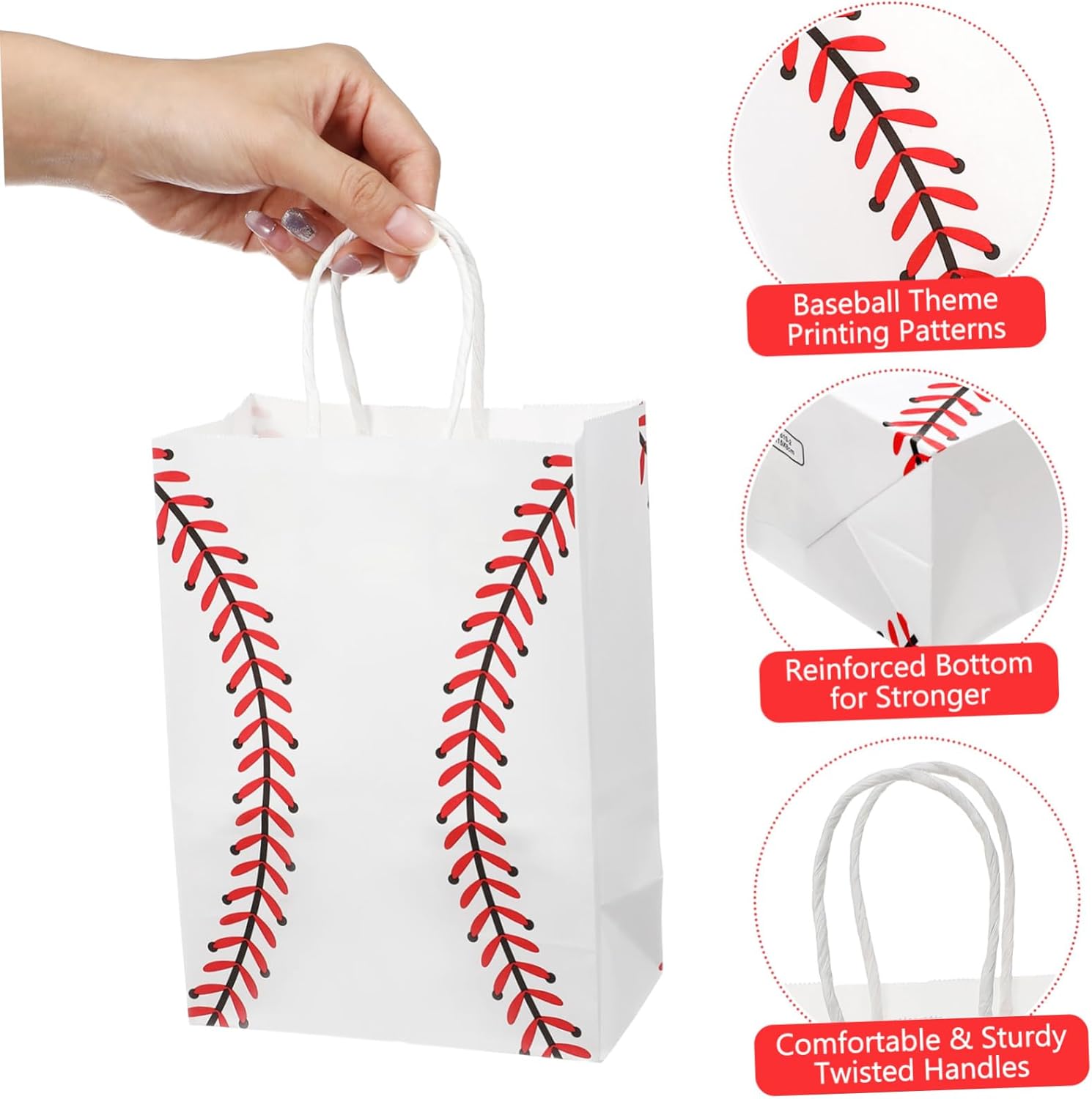 Totority 12pcs Baseball Themed Candy Bags for Party Favor