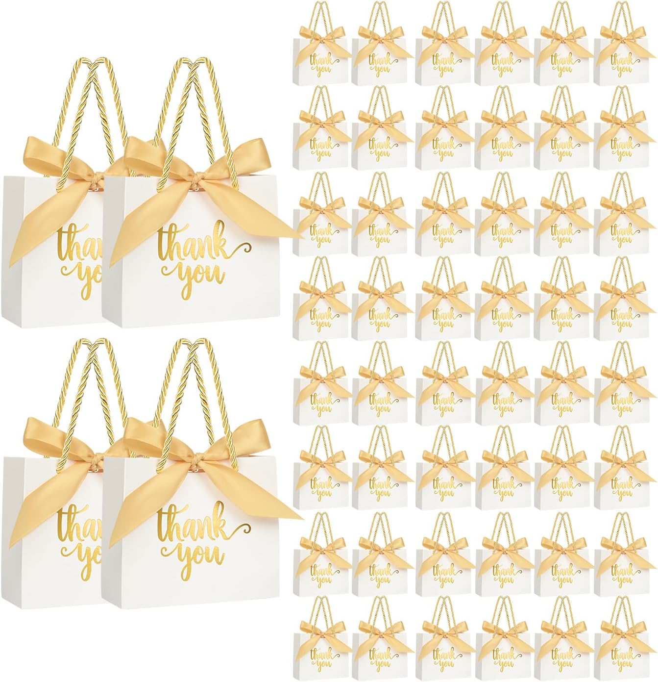 Nimbbex 50 Pack Mini Thank You Gift Bags with Handles