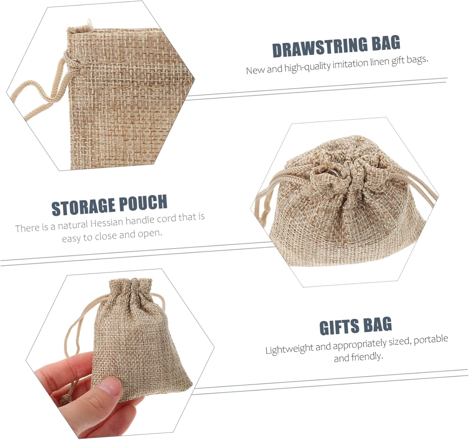 FRCOLOR 50pcs Reusable Drawstring Gift Bags